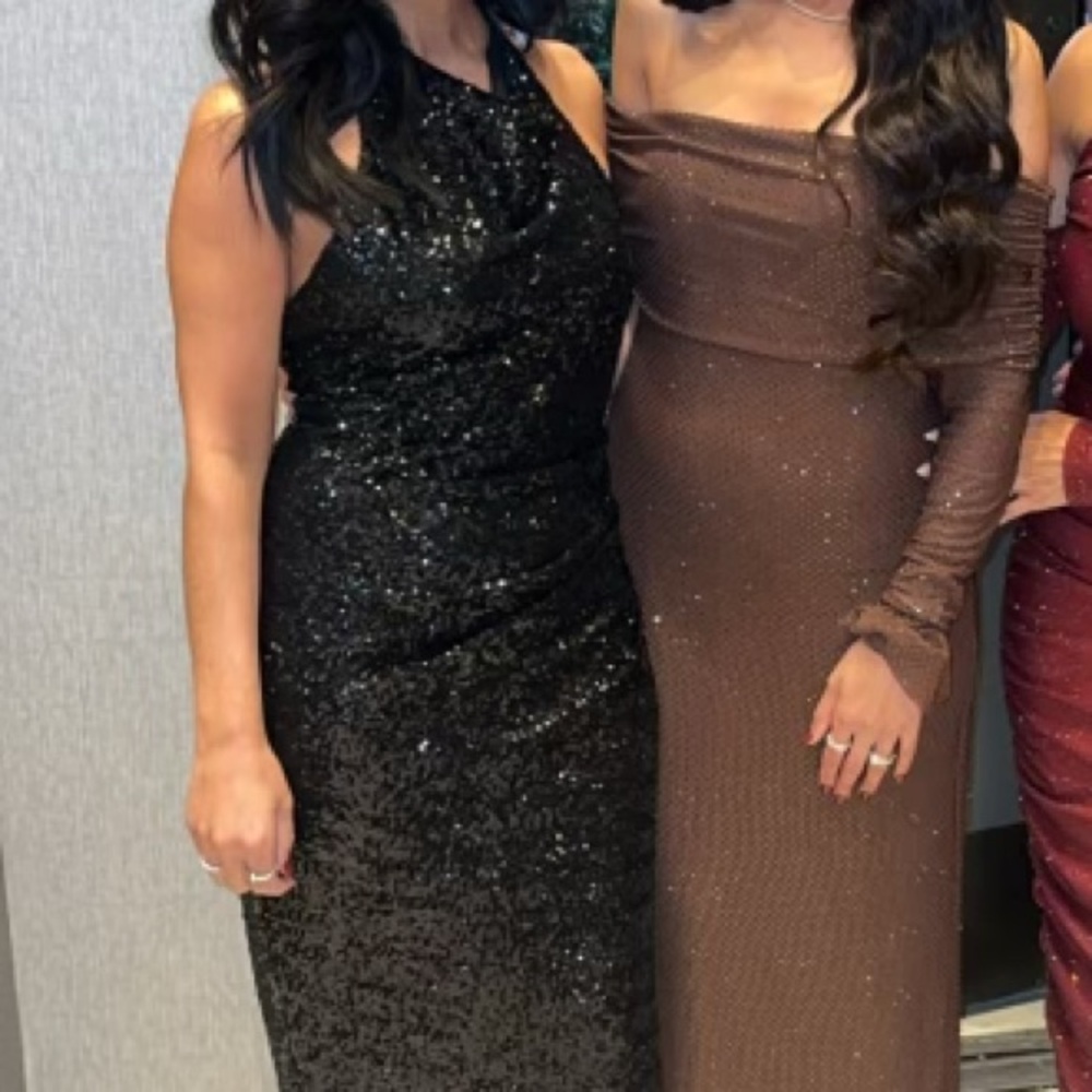 Chic Asymmetrical Black Sequin Dress